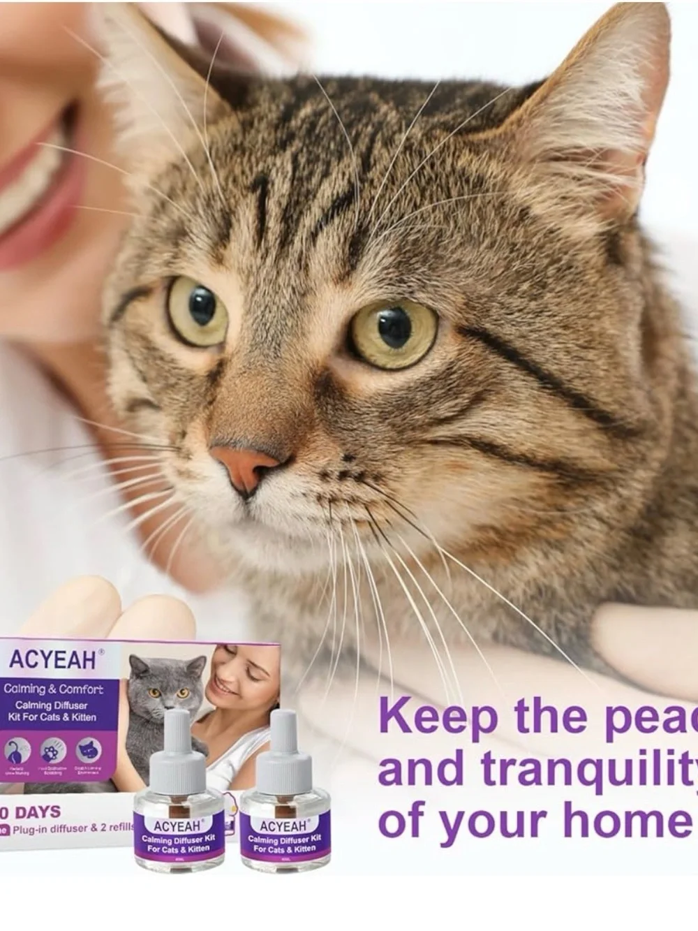 ACYEAH Calming Diffuser Kit for Cats designed to reduce anxiety-related